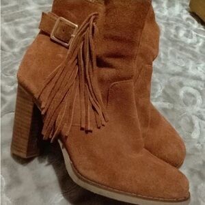 Atmosphere Brown Suede Fringe Heeled Boots